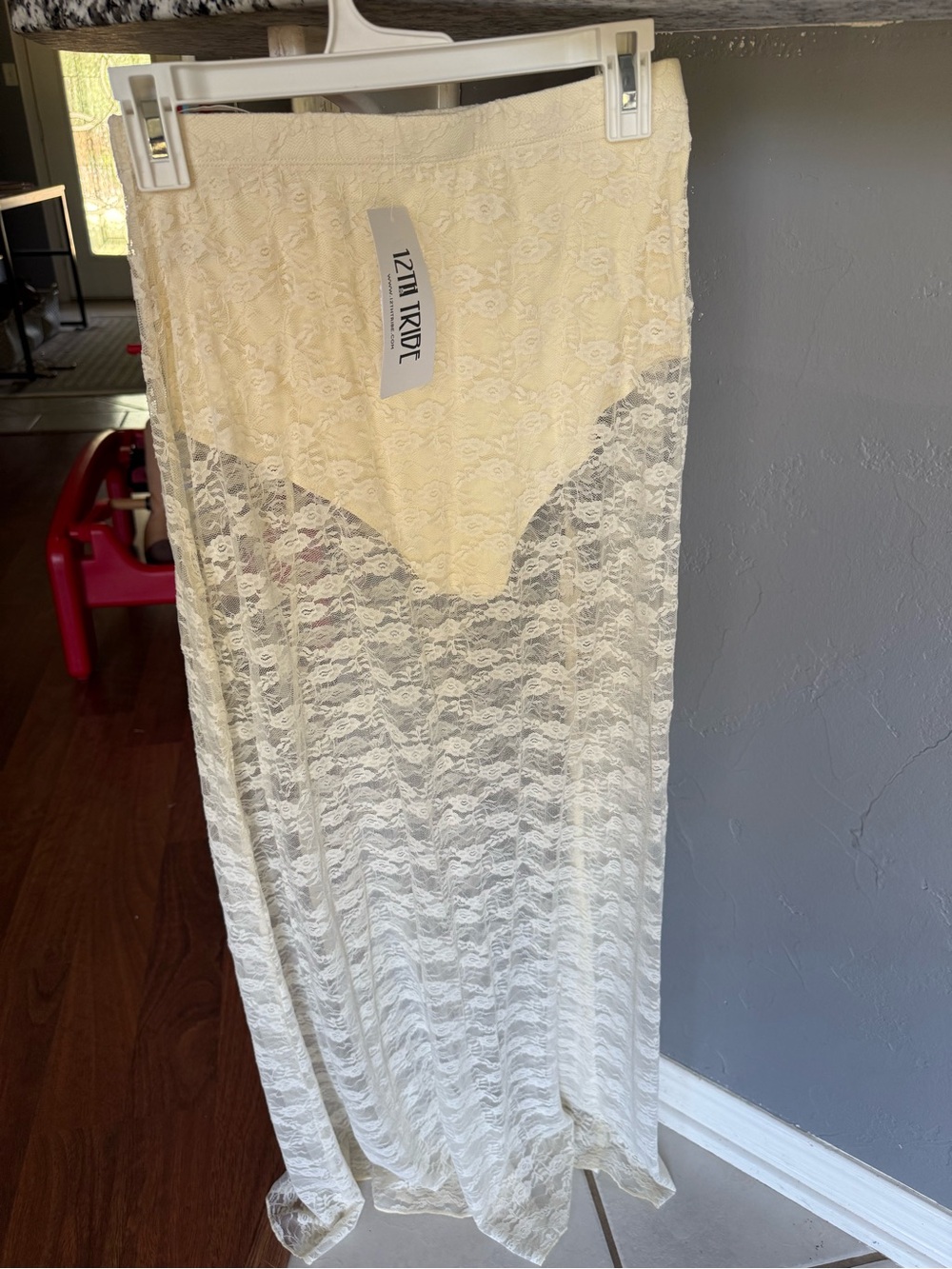 12th Tribe Ivory Lace Maxi Skirt